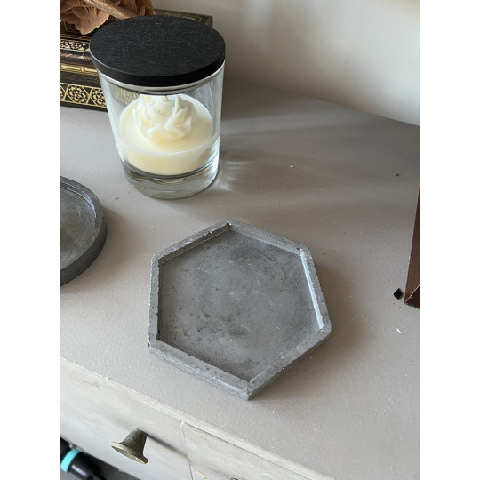 Soucoupe hexagonale en béton - couleur gris anthracite